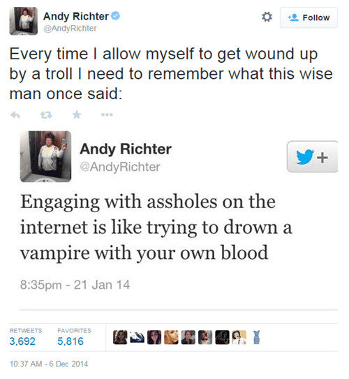 twitter,andy richter,wisdom,trolling,failbook,g rated