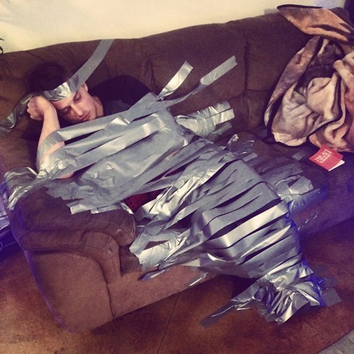 duct tape is a classic way to prank the passed out.