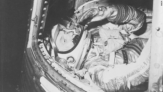 John Glenn, aboard the Friendship 7, became the first American to orbit the planet on February 20, 1962. He also set a record as the oldest astronaut in space when, at the age of 77, he went on a mission aboard the Space Shuttle Discovery in November 1996.