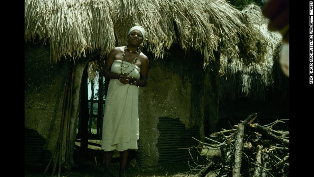 Angelou acts in a scene from the television miniseries "Roots" in 1977.