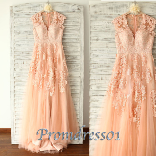 2015 pink vintage lace long prom dress