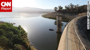 The Sweetwater Dam forms the Sweetwater Reservoir in San Diego County. Water levels are down at the reservoir, which stores water for the San Diego metropolitan area.