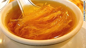 Often served at banquets, recently some restaurants have removed shark fin soup from their menus. 
