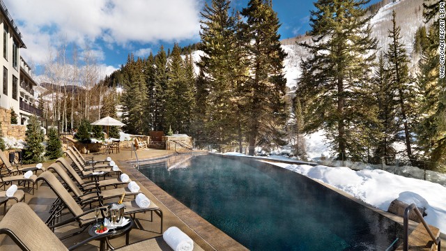 Poolside at the Vail Cascade Resort &amp; Spa in Colorado. The resort's Fireside Bar has a menu devoted to craft beers.