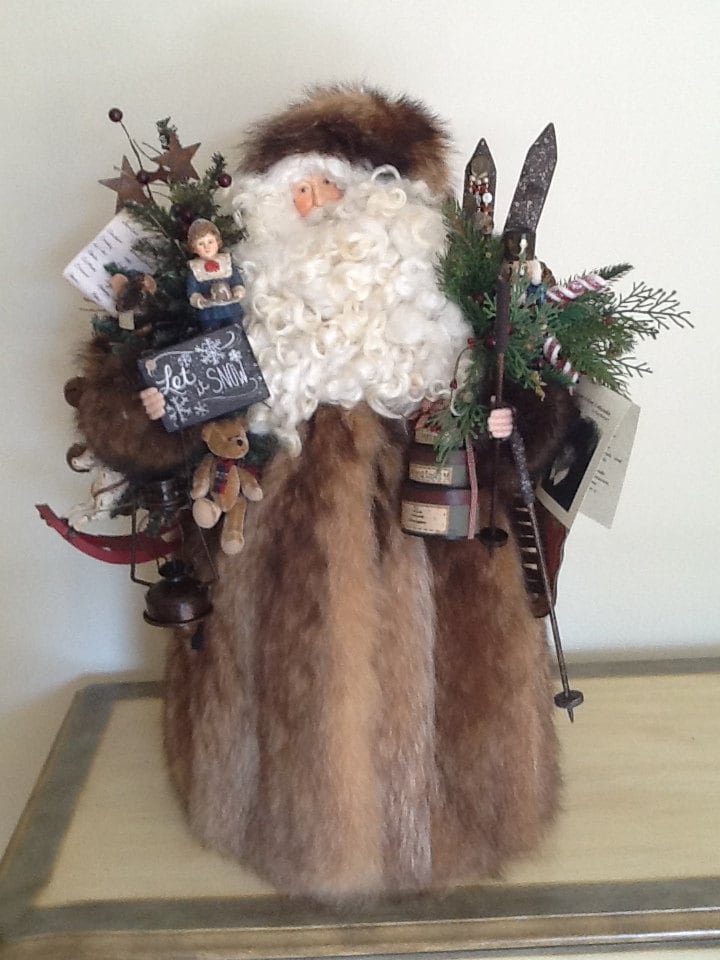 2014 Father Christmas Raccoon Fur Designed and handmade by Kay Burkart. Copyright Burkart 2002