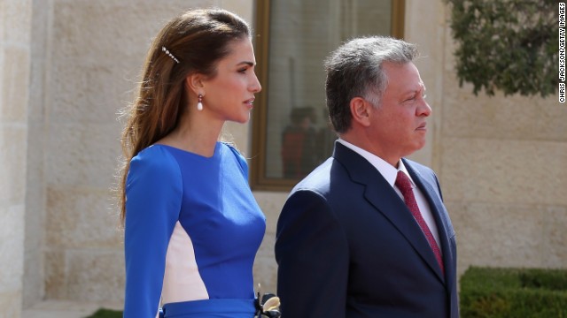 Jordan's King Abdullah and Queen Rania on March 12, 2013, in Amman.