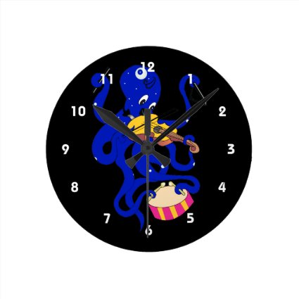 blue octopus playing multiple percussion.png wallclocks