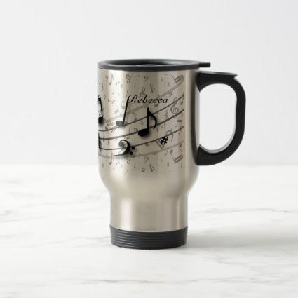 Personalized black and gray musical notes coffee mugs