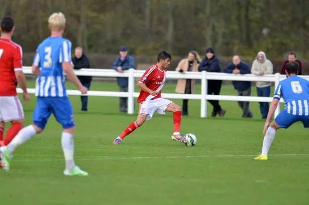 Emmanuel Ledesma in action for Boro Under-21s against Hartlepool United at Hurworth