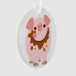 Cute Chocolate Cartoon Pig Acrylic Ornament