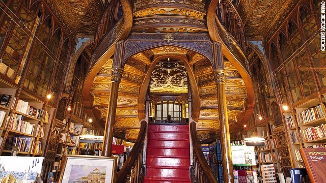 Built in 1906 and originally designed as a bookstore, the Livraria Lello in Porto, Portugal, features neo-Gothic architectural flair. 