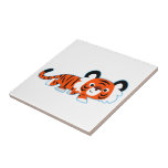 Cute Cartoon Tiger on The Prowl Tile
