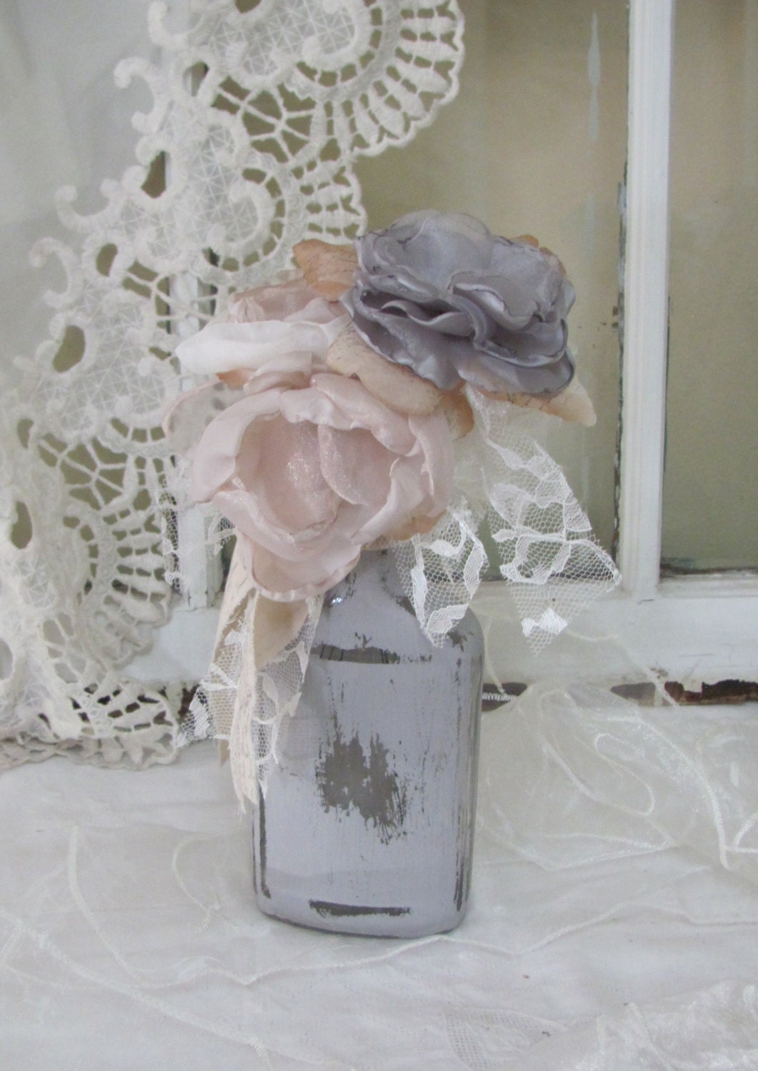 Wedding Centerpiece / Decor / Decoration / Vase / Shabby Chic and Rustic by Burlap And Bling Desig Studio