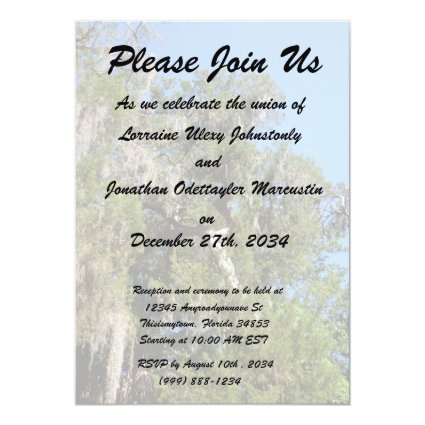 cedar covered in spanish moss personalized invitations