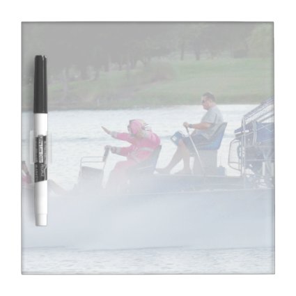 pink fire fighters on airboat in florida Dry-Erase board