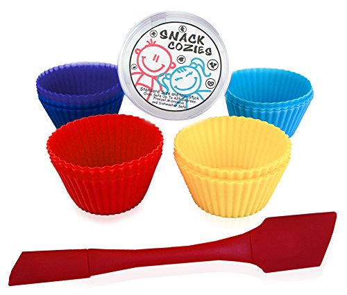 Snack Cozies Spatula and Silicone Cupcake Liners / Baking Cups Bakeware Supplies Combo (12 count) 4 colors
