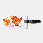 Cute Playful Cartoon Foxes Luggage Tag