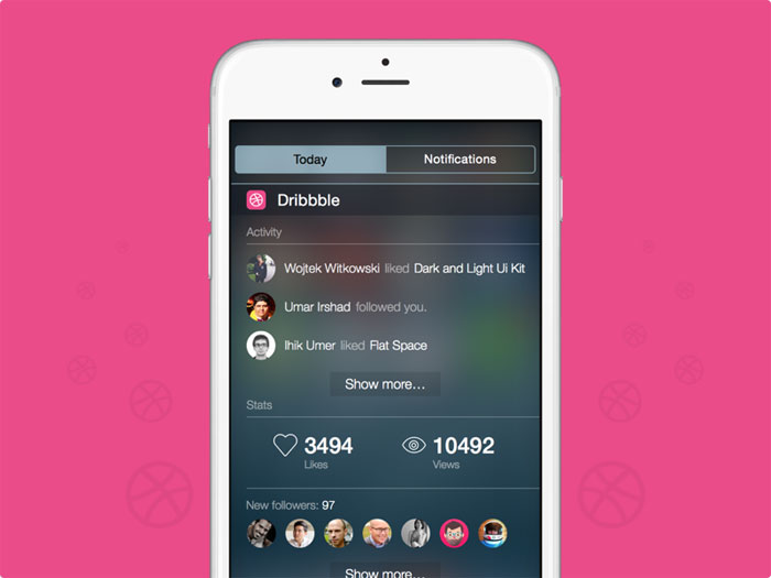 Dribbble widget for iOS8