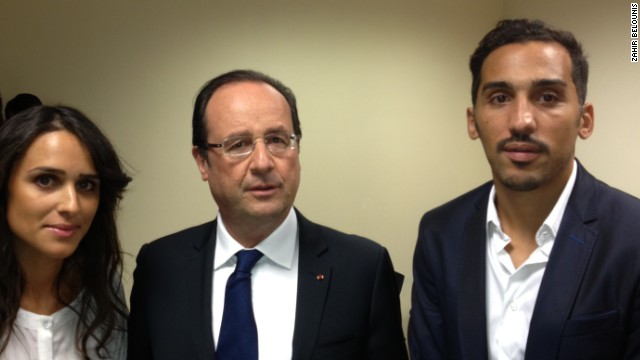 Belounis (right) held talks with French President Francois Hollande during his struggle to gain an exit permit to leave Qatar.