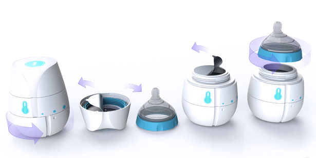 Qi Self Heating Disposable Baby Bottle by HJC Design