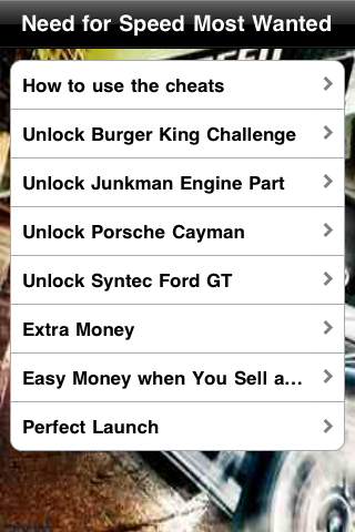 More apps related Need for Speed Most Wanted Cheats