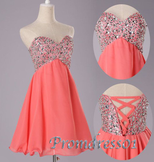 qwedding:2015 pink sweetheart prom dress