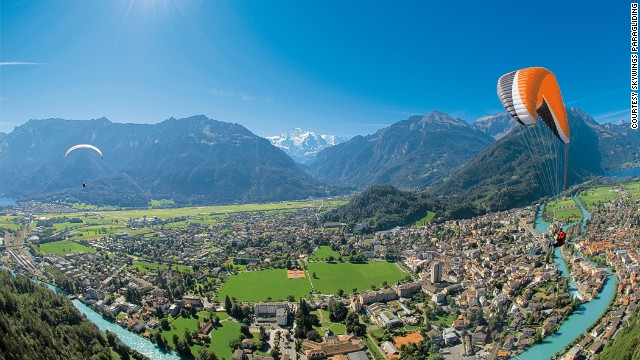 The gorgeous panoramas from Beatenberg to Interlaken help distract from the fact that there's little more to hold the paraglider in the alpine air other than air currents.