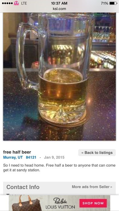 free half beer left at a pub