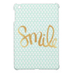 Mint polka dot,white,gold,smile,trendy,chic cover for the iPad mini