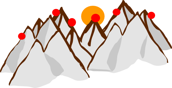 Mountain Chain with red bubbles