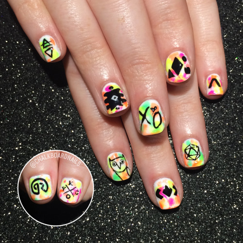 Coachella faves handpainted gel nail art for my sis!