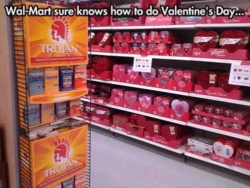 wal mart has chocolates and condoms for valentines day