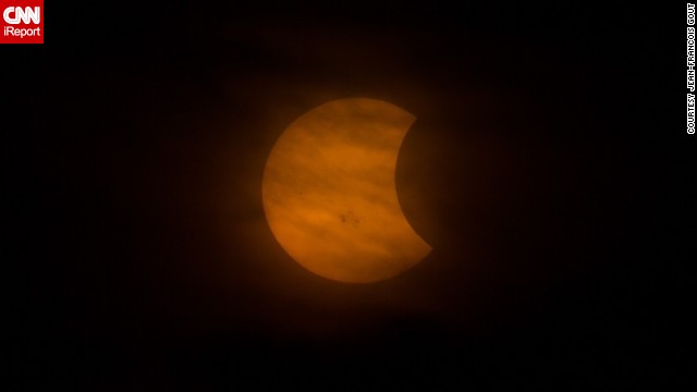 Gout attached his camera to a telescope to create this <a href='http://ift.tt/1trz9N4'>up-close shot </a>of the partial solar eclipse.