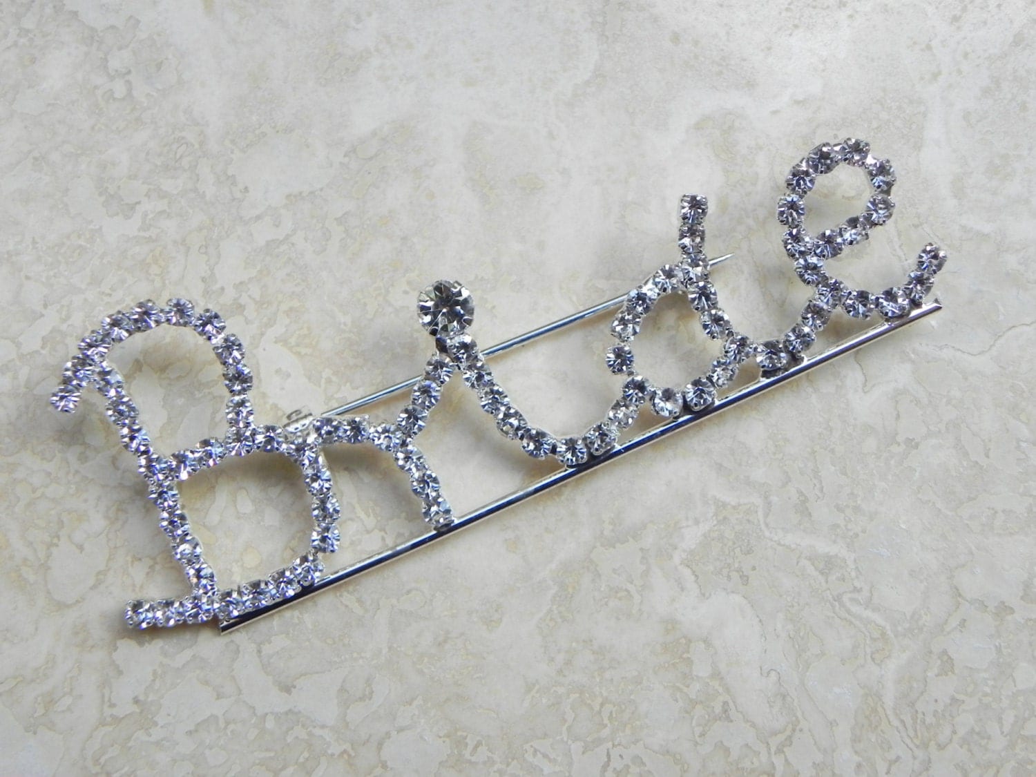 Bride Pin Brooch for Brooch Bouquet or Wedding Accents - Cursive Font