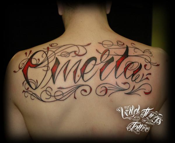 omerta lettering by wildthingstattoo