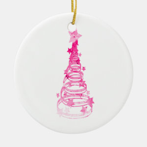 Chirstmas Tree swirls n star mottled pink.png Christmas Tree Ornament
