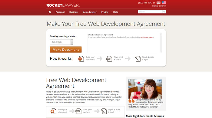 Make Your Free Web Development Agreement