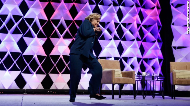 <strong>April 10:</strong> Former U.S. Secretary of State Hillary Clinton ducks after a <a href='http://ift.tt/1kaMrYZ'>woman hurled a shoe at her</a> during a speech in Las Vegas. The Secret Service took the woman into custody.