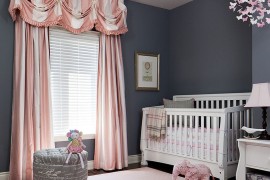 Pink additions in this gray nursey can be easily switched out