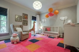 Colorful and classy nursery in pink and gray