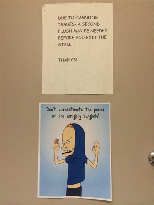 monday thru friday,sign,beavis and butthead,bathroom,g rated