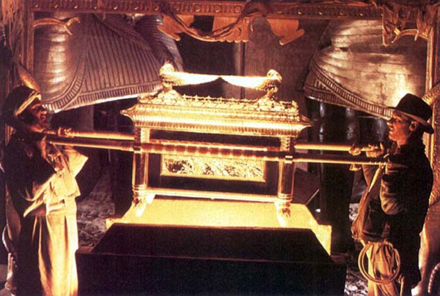 Legend: Scholars have suggested the flooring may give a clue as to where the Ark of the Covenant - imagined here in the 1981 Indiana Jones film - is hidden, which Jewish tradition says is buried under the Dome
