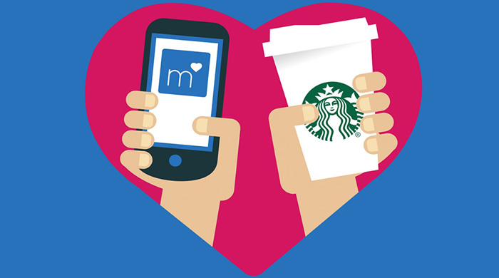 Совместное приложение Starbucks и Match.com к 14 февраля