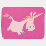 Cute Pink Cartoon Unicorn Baby Blanket
