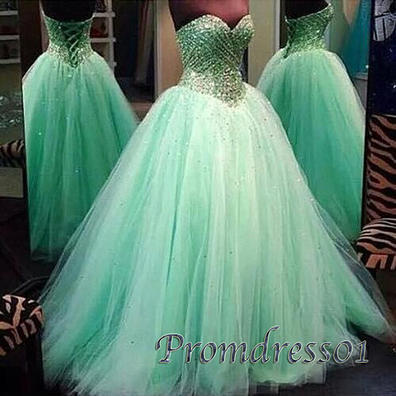 Green organza prom dress