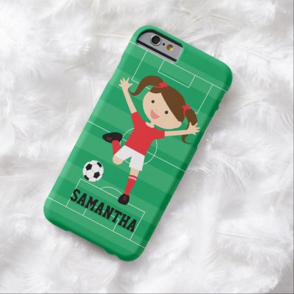 Soccer Girl 1 Red and White Barely There iPhone 6 Case