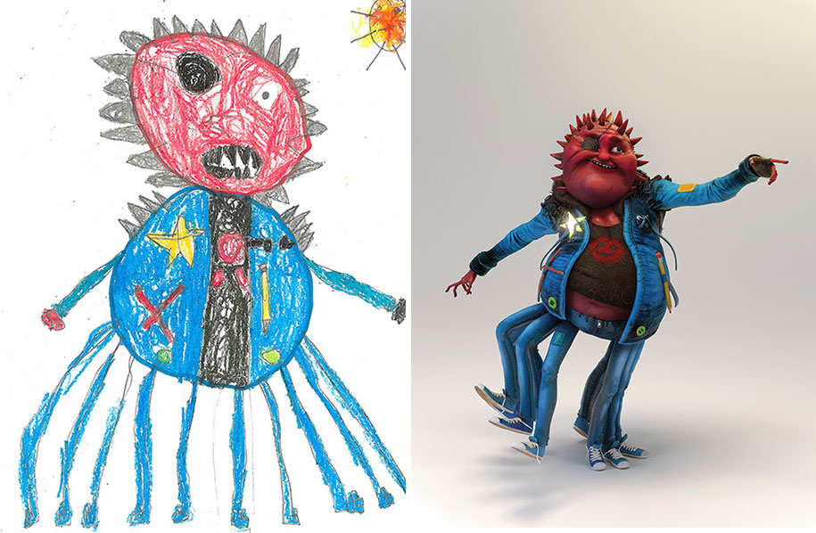 artists-redraw-children-drawings-inspiration-monster-project-10