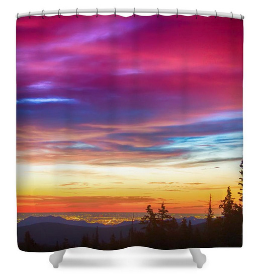 City Lights Sunrise View From Rollins Pass Shower Curtain