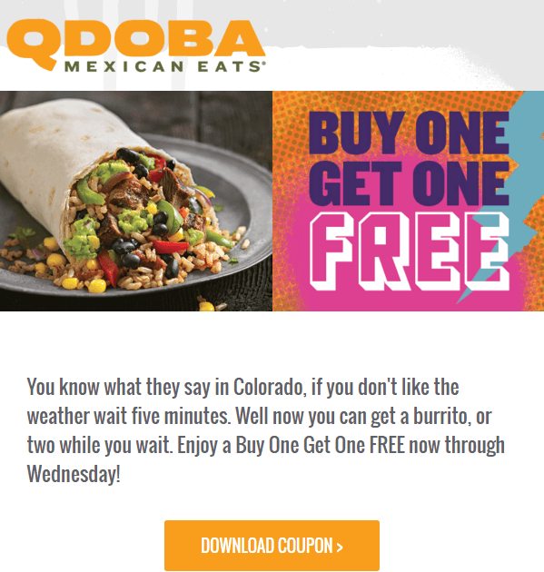 Email Personalization Example - Qdoba