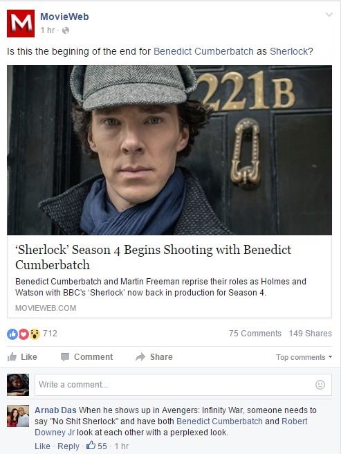 acting,facebook,Sherlock,avengers